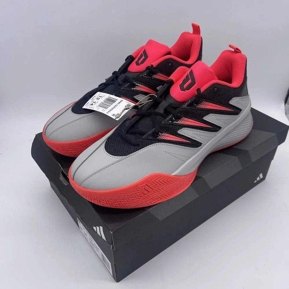 NEW Adidas Dame Certified 3 Low Basketball Shoe Grey Black Red Size 13 JI1540